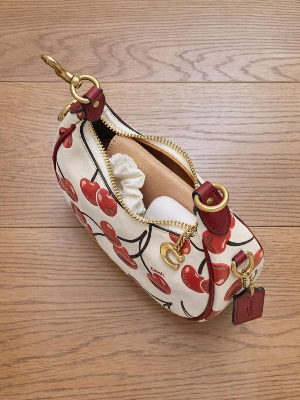 Coach Jonie Leather Crossbody Bag With Cherry Print - Brass/Chalk Multi - Picture 2 of 5
